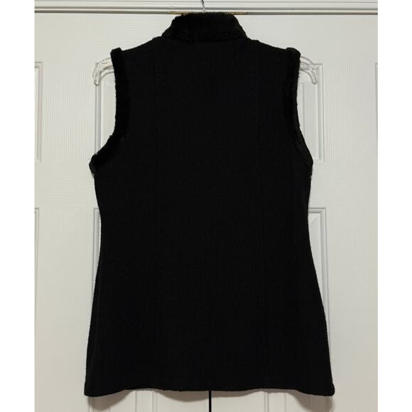 Boho Mythology Black Wool Vest with Embroidered Trim, Size M - Picture 2 of 5